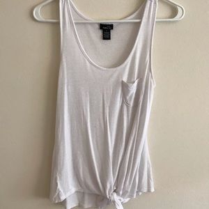 White tank top with tie at bottom